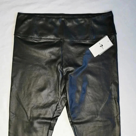 7 For  All Mankind | 1XL Black Faux Leather Leggings - Picture 6 of 12
